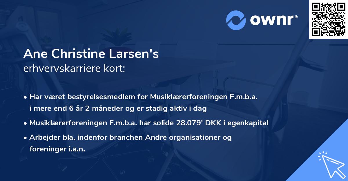 Ane Christine Larsen's erhvervskarriere kort