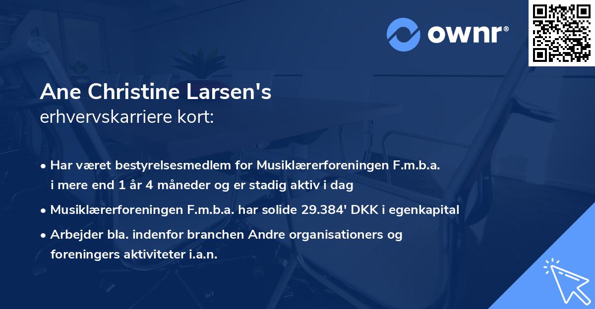 Ane Christine Larsen's erhvervskarriere kort