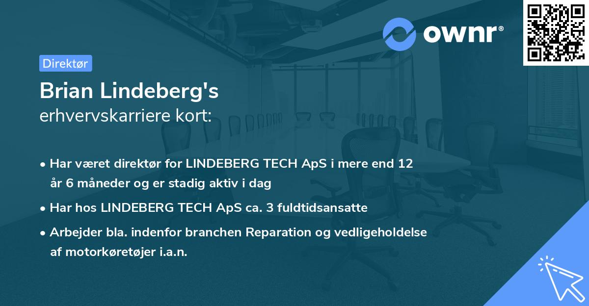 Brian Lindeberg's erhvervskarriere kort