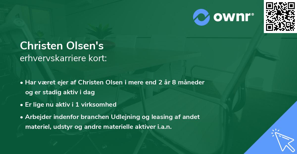 Christen Olsen's erhvervskarriere kort