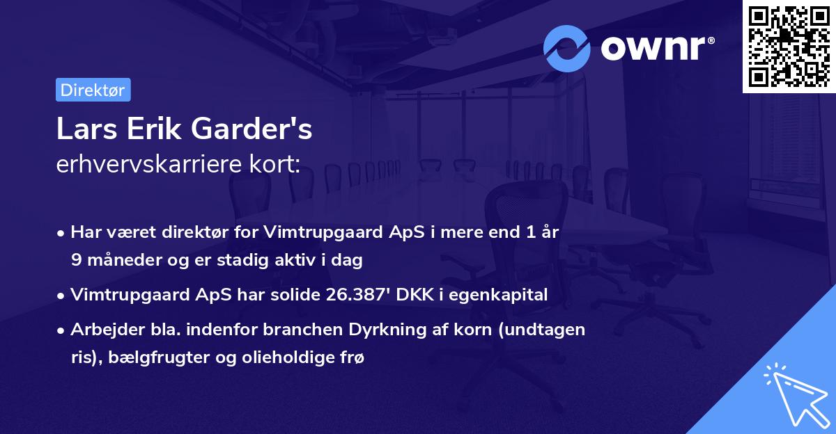 Lars Erik Garder's erhvervskarriere kort
