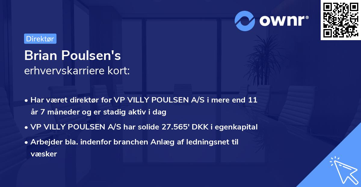 Brian Poulsen's erhvervskarriere kort