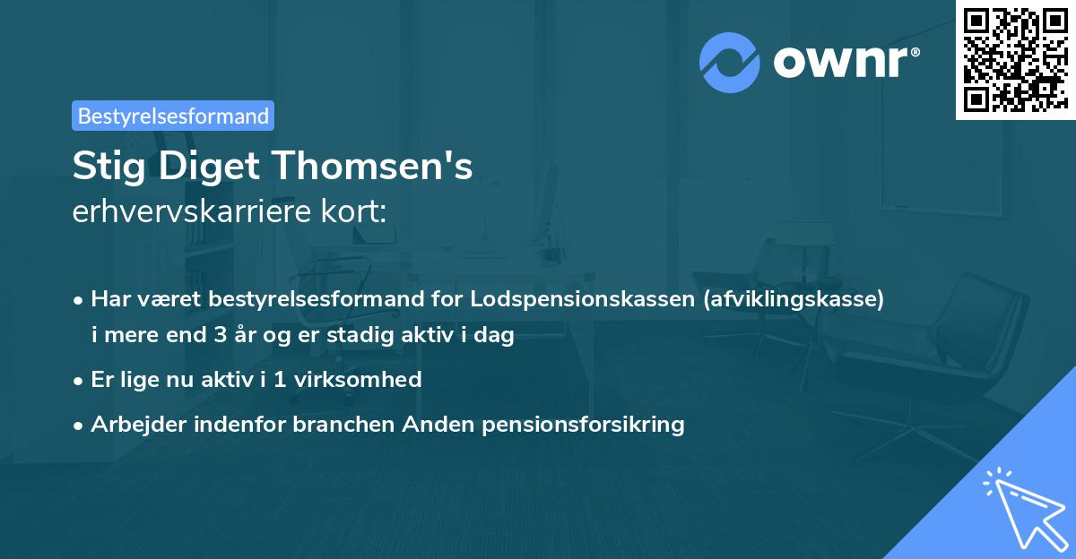 Stig Diget Thomsen's erhvervskarriere kort