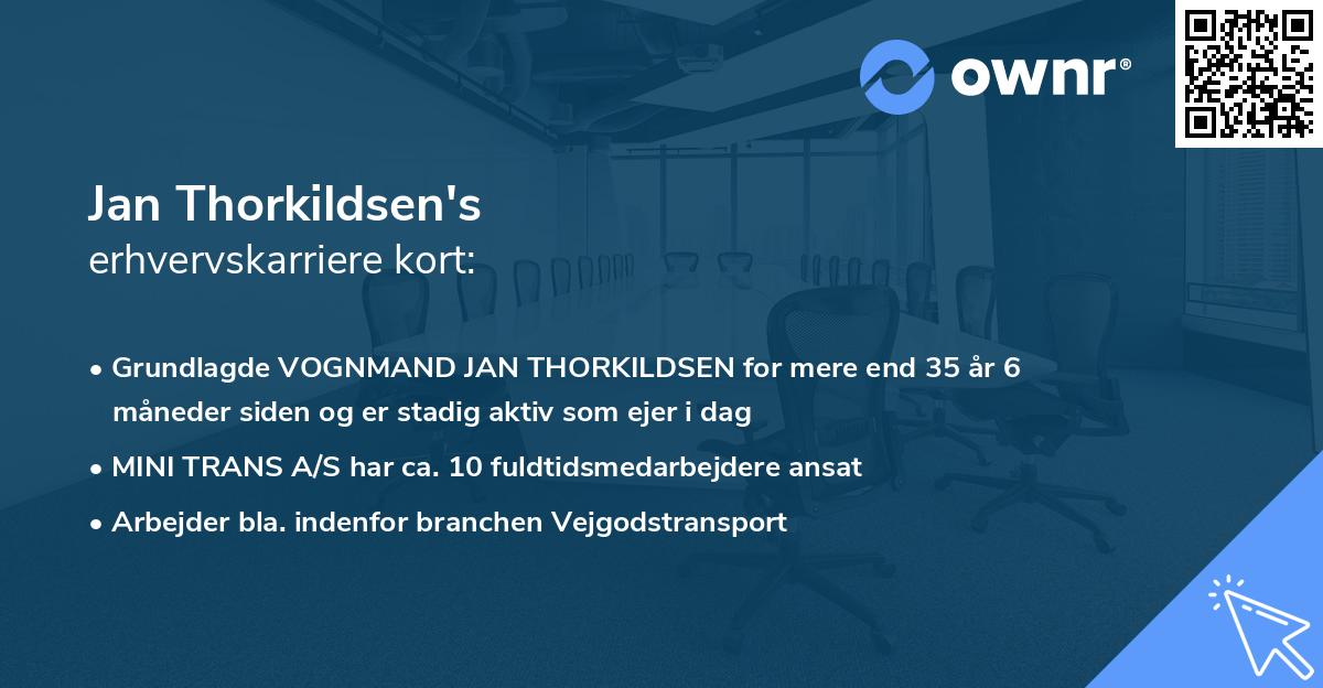 Jan Thorkildsen's erhvervskarriere kort