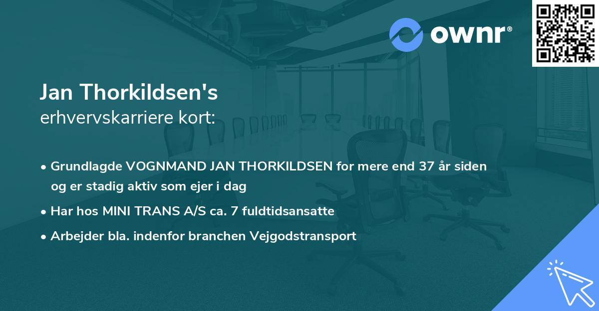 Jan Thorkildsen's erhvervskarriere kort