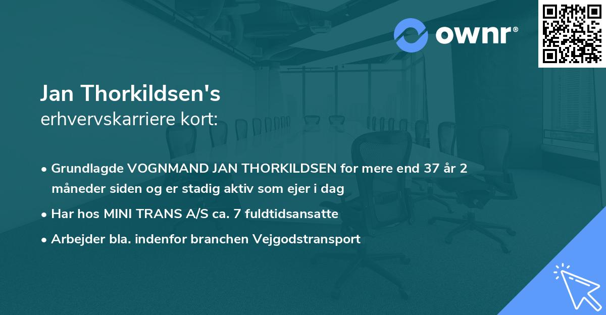 Jan Thorkildsen's erhvervskarriere kort