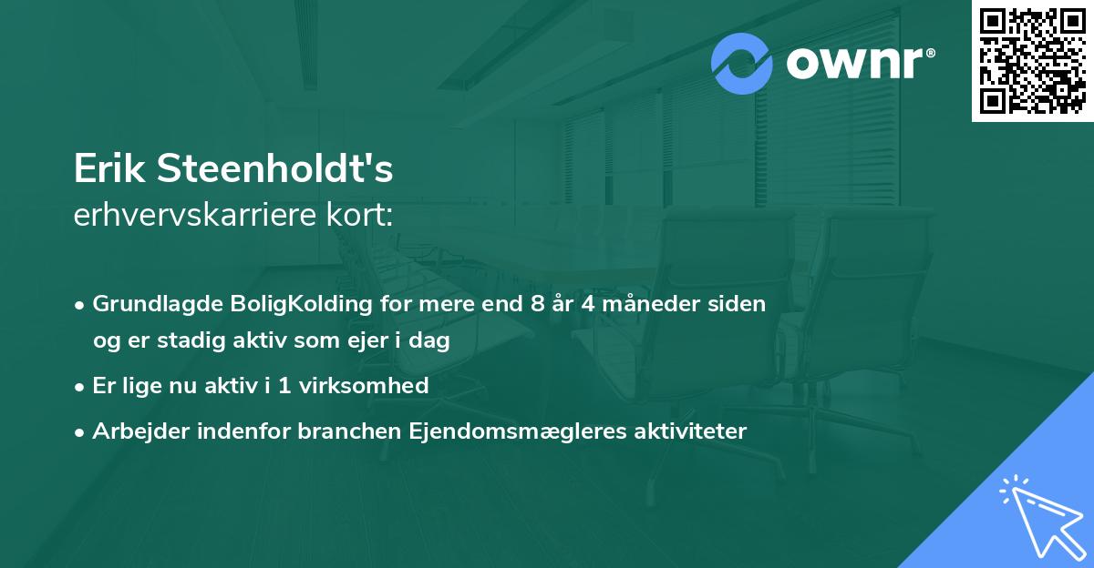 Erik Steenholdt's erhvervskarriere kort