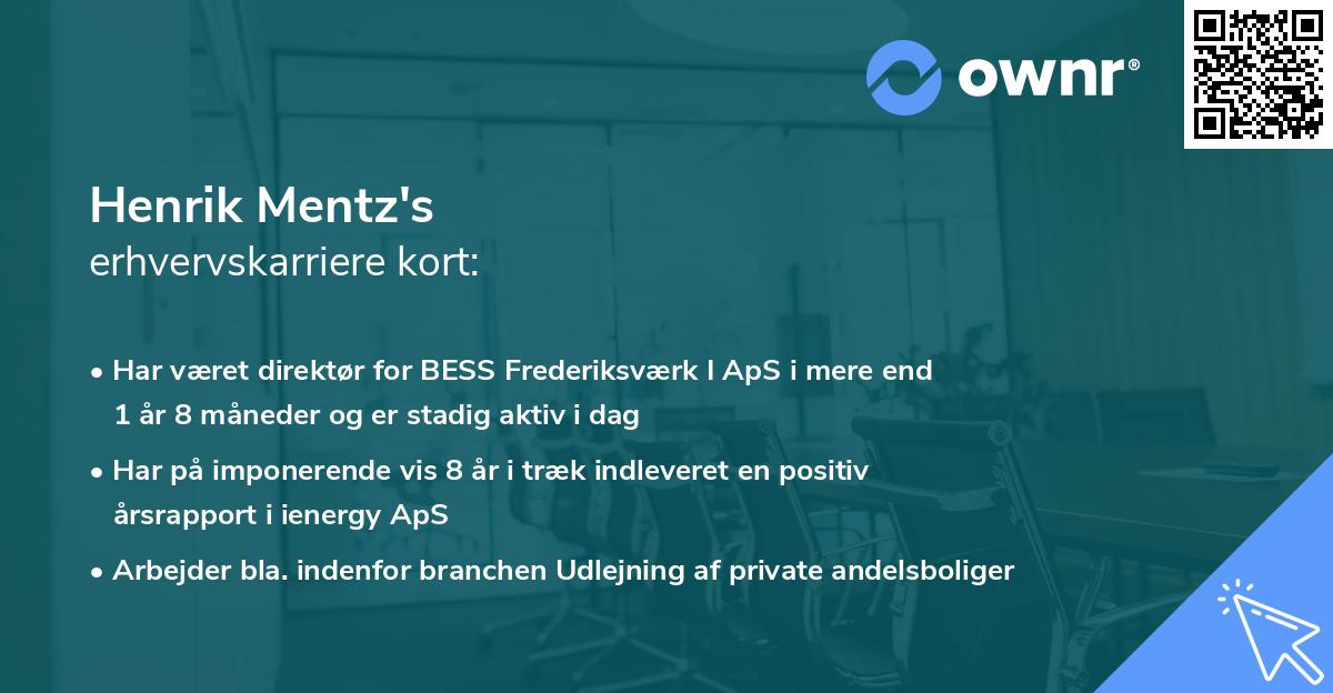 Henrik Mentz's erhvervskarriere kort