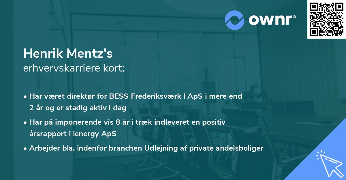 Henrik Mentz's erhvervskarriere kort