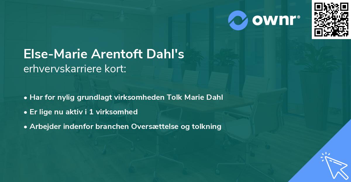 Else-Marie Arentoft Dahl's erhvervskarriere kort