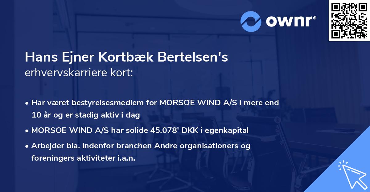 Hans Ejner Kortbæk Bertelsen's erhvervskarriere kort
