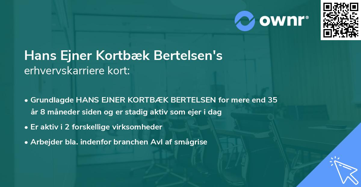 Hans Ejner Kortbæk Bertelsen's erhvervskarriere kort