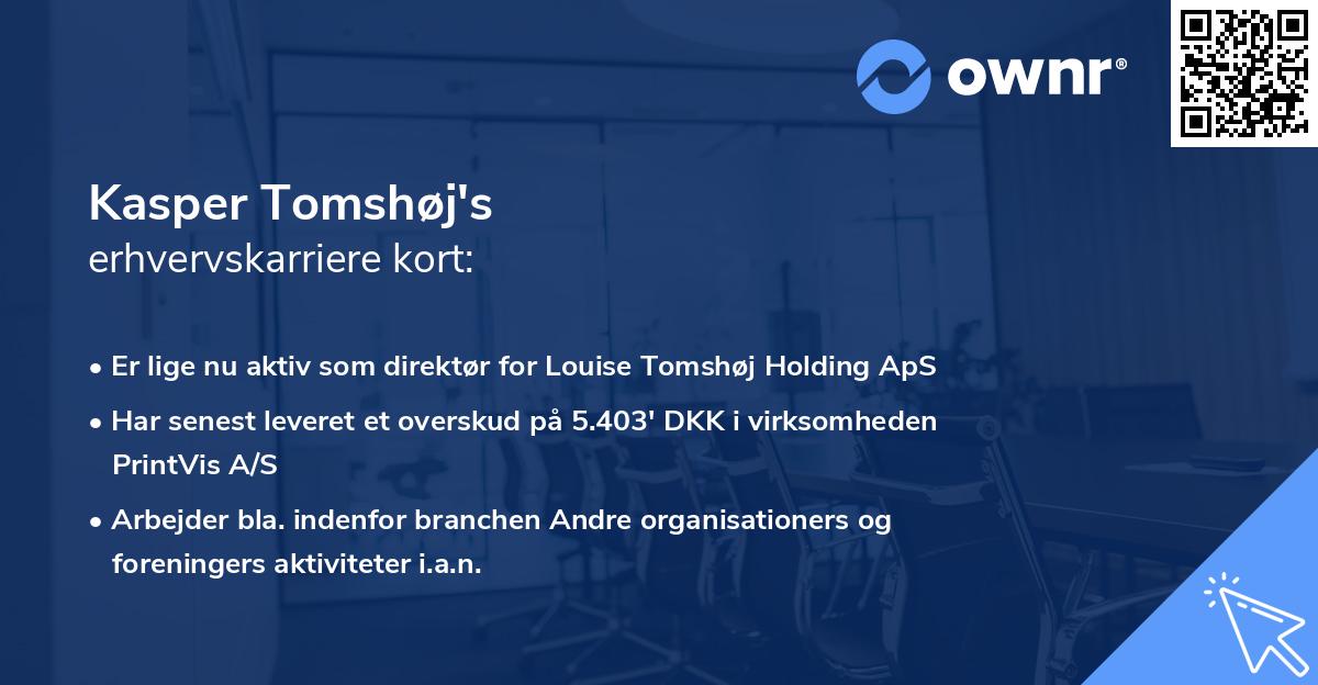 Kasper Tomshøj's erhvervskarriere kort