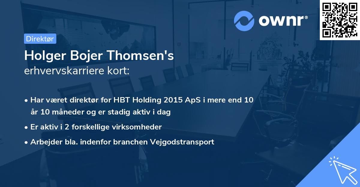 Holger Bojer Thomsen's erhvervskarriere kort