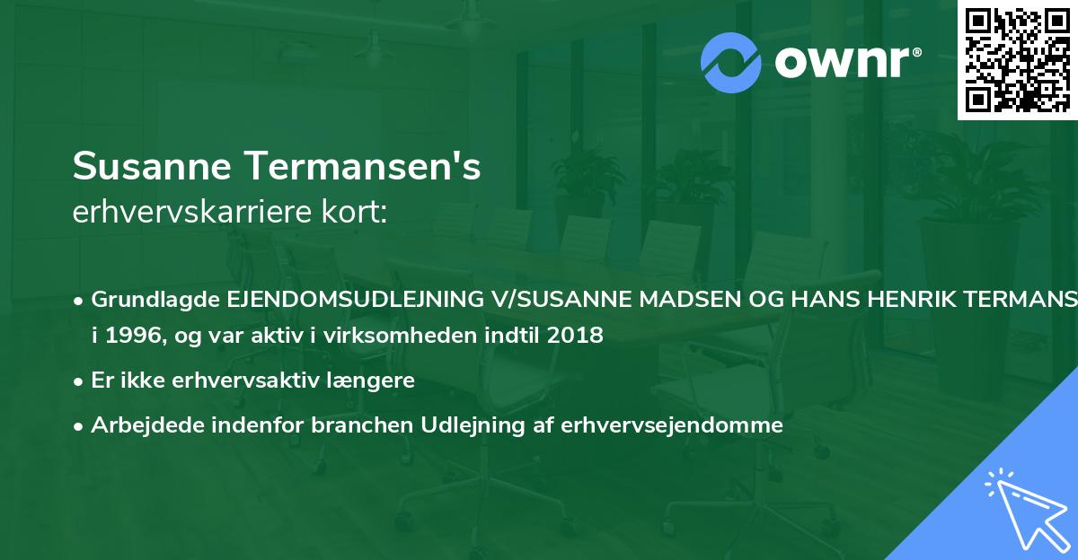 Susanne Termansen's erhvervskarriere kort