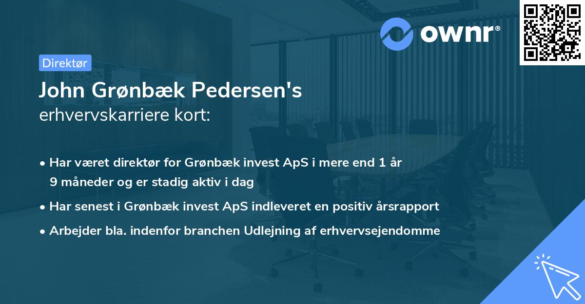 John Grønbæk Pedersen's erhvervskarriere kort