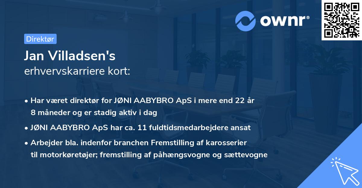 Jan Villadsen's erhvervskarriere kort
