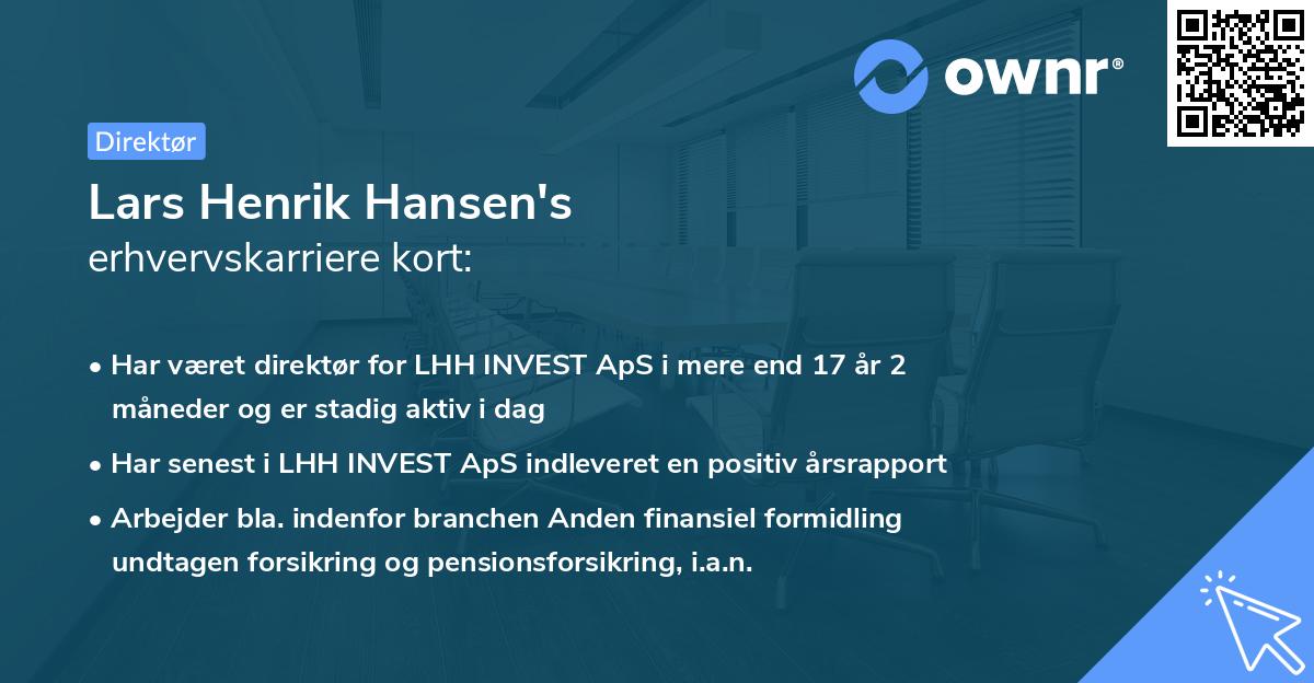 Lars Henrik Hansen's erhvervskarriere kort