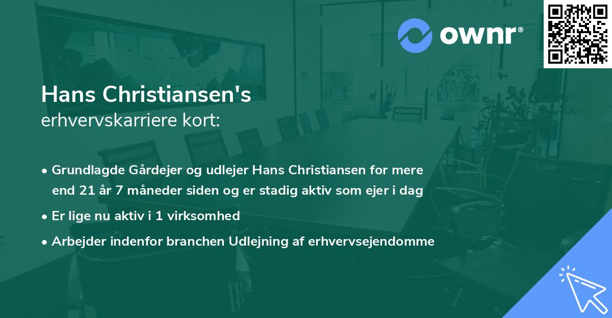 Hans Christiansen's erhvervskarriere kort