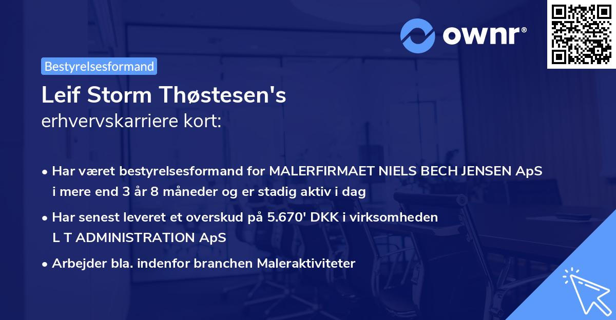 Leif Storm Thøstesen's erhvervskarriere kort