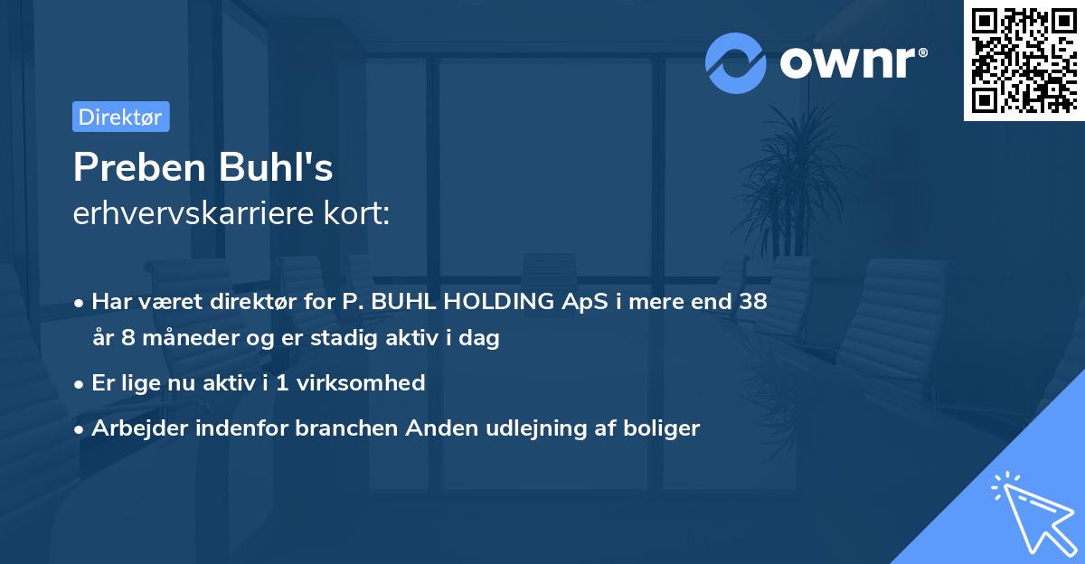 Preben Buhl's erhvervskarriere kort
