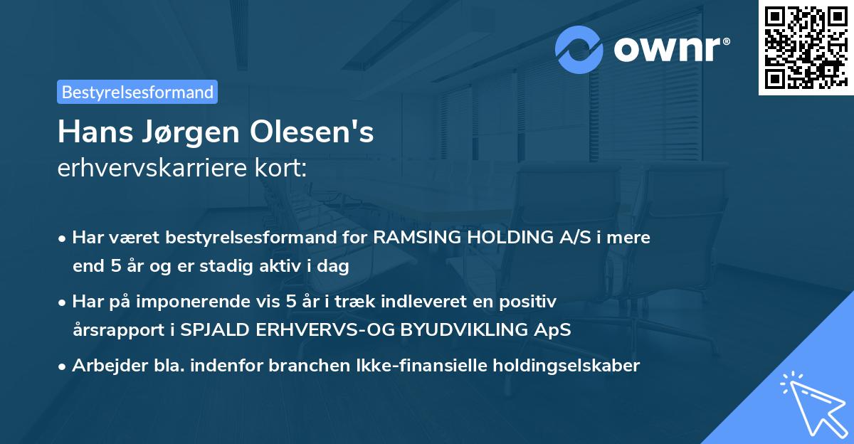 Hans Jørgen Olesen's erhvervskarriere kort