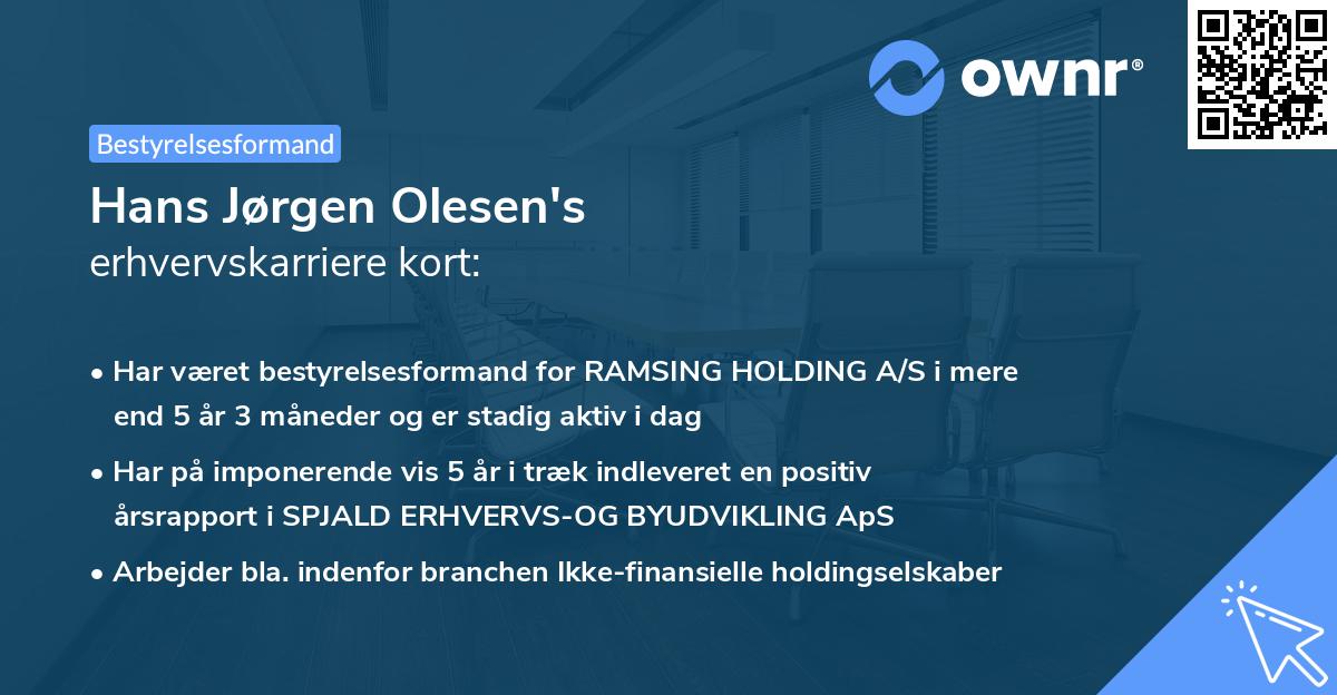 Hans Jørgen Olesen's erhvervskarriere kort