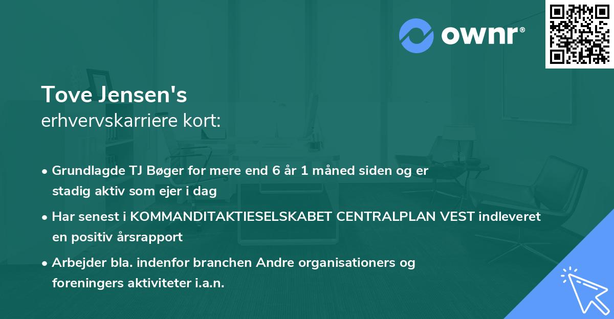 Tove Jensen's erhvervskarriere kort