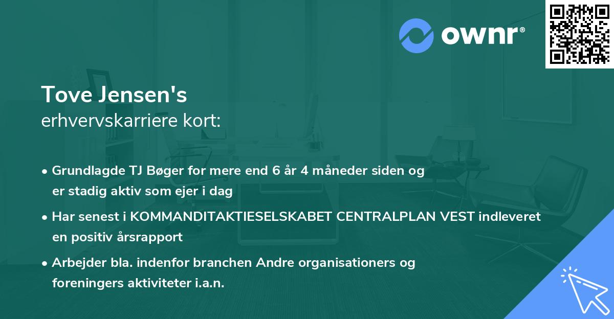 Tove Jensen's erhvervskarriere kort