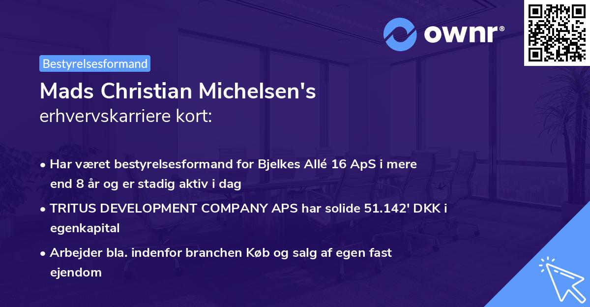 Mads Christian Michelsen's erhvervskarriere kort