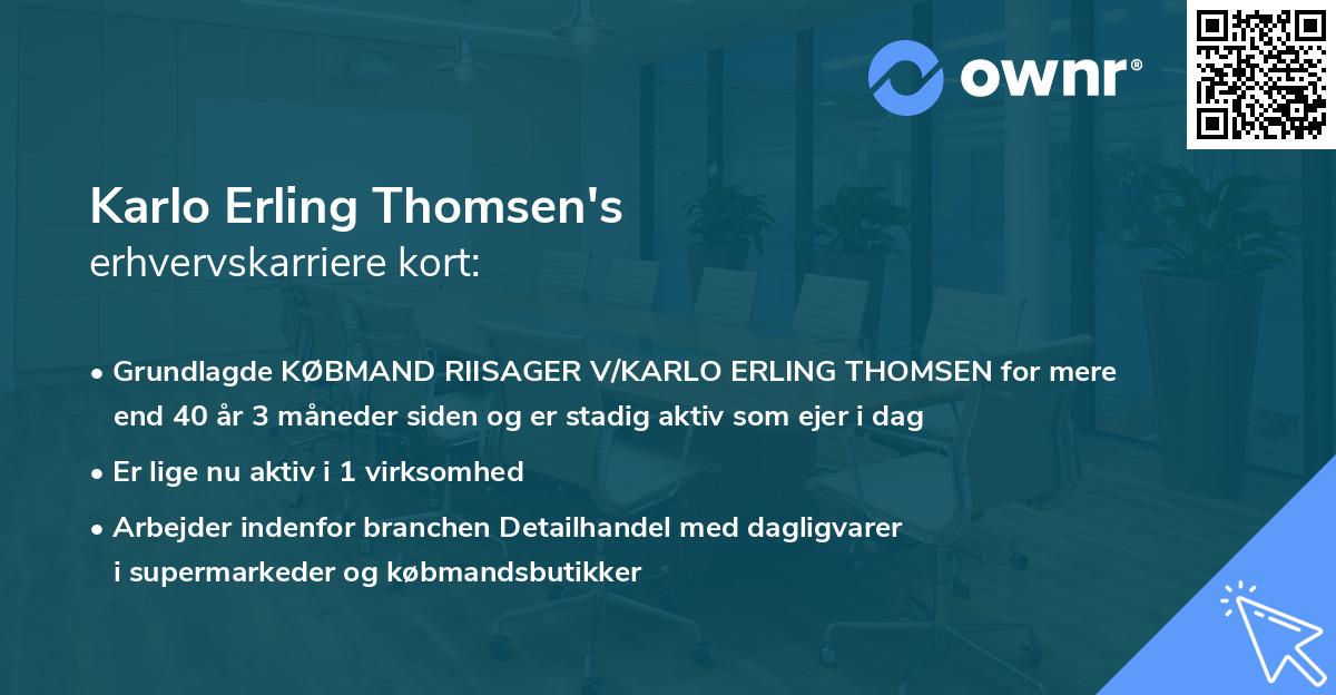 Karlo Erling Thomsen's erhvervskarriere kort