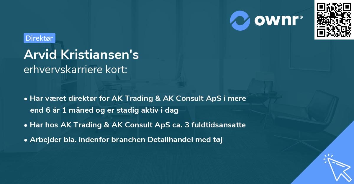 Arvid Kristiansen's erhvervskarriere kort