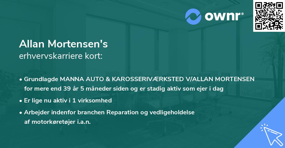 Allan Mortensen's erhvervskarriere kort