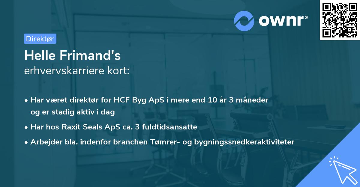 Helle Frimand's erhvervskarriere kort