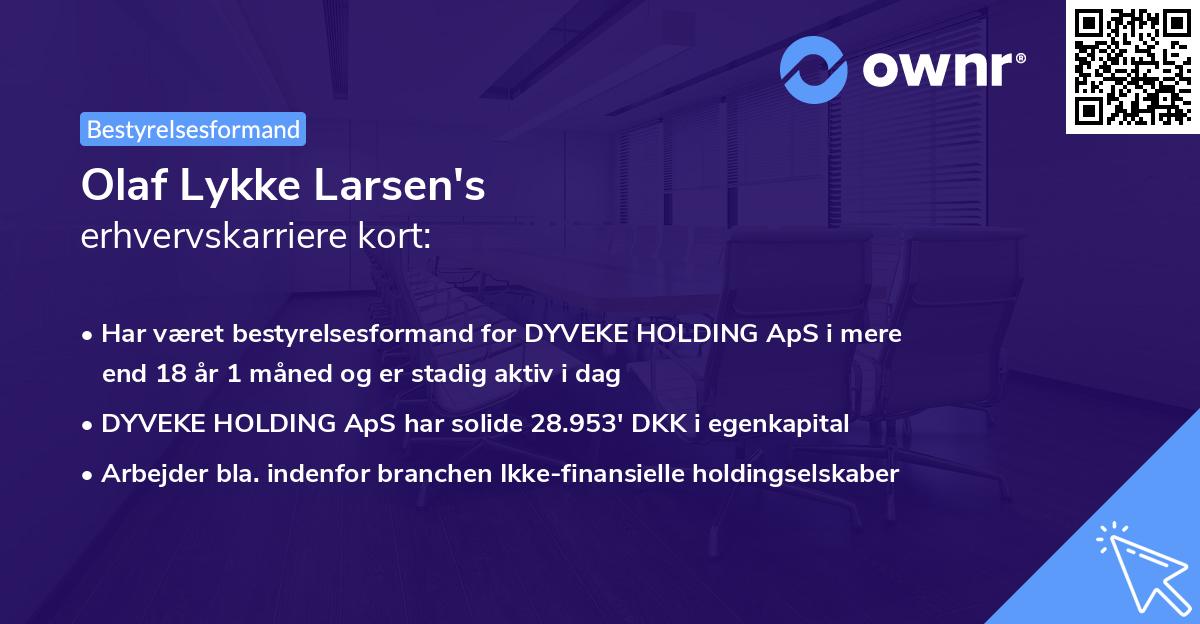 Olaf Lykke Larsen's erhvervskarriere kort
