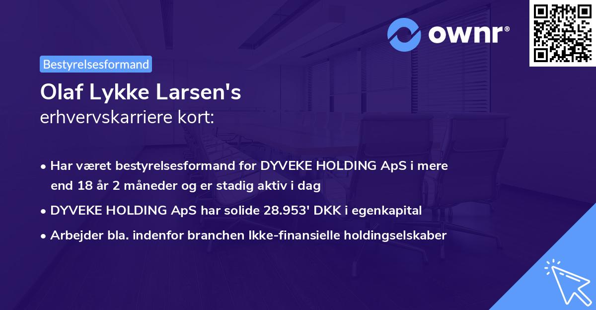 Olaf Lykke Larsen's erhvervskarriere kort