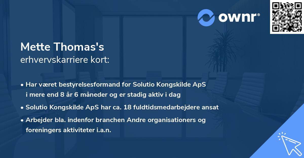 Mette Thomas's erhvervskarriere kort