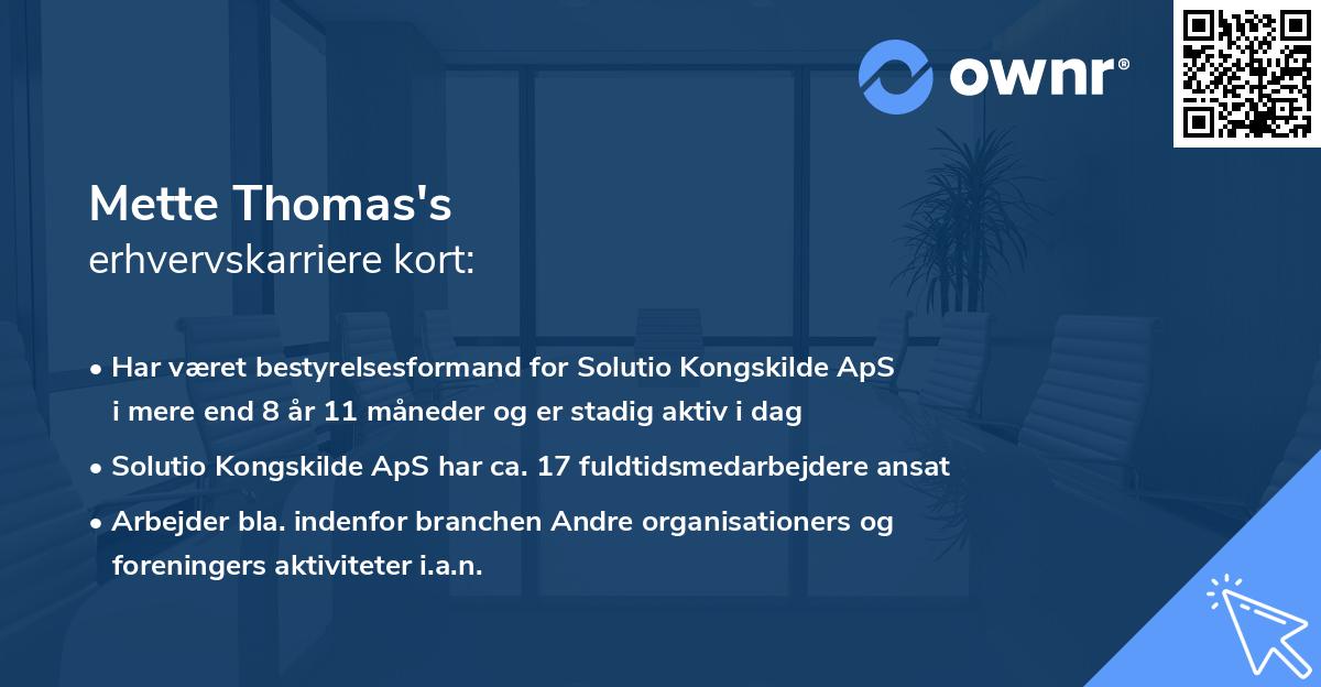 Mette Thomas's erhvervskarriere kort