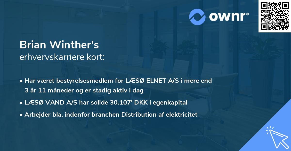 Brian Winther's erhvervskarriere kort