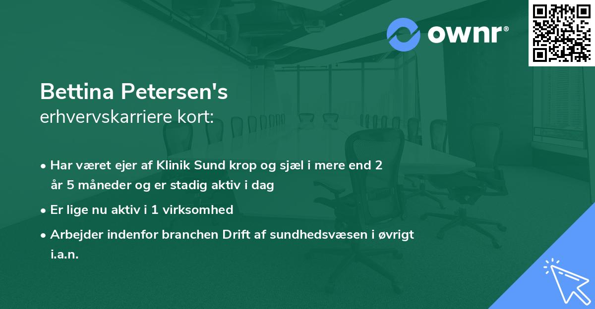 Bettina Petersen's erhvervskarriere kort