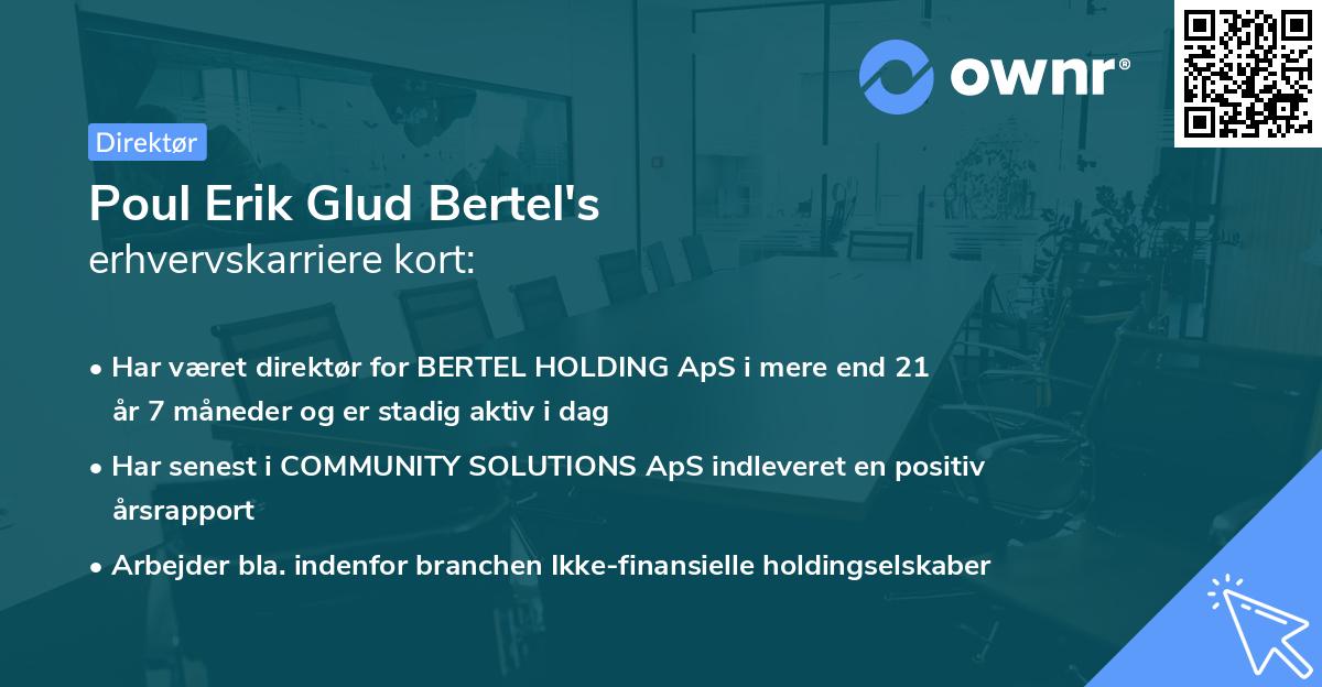 Poul Erik Glud Bertel's erhvervskarriere kort
