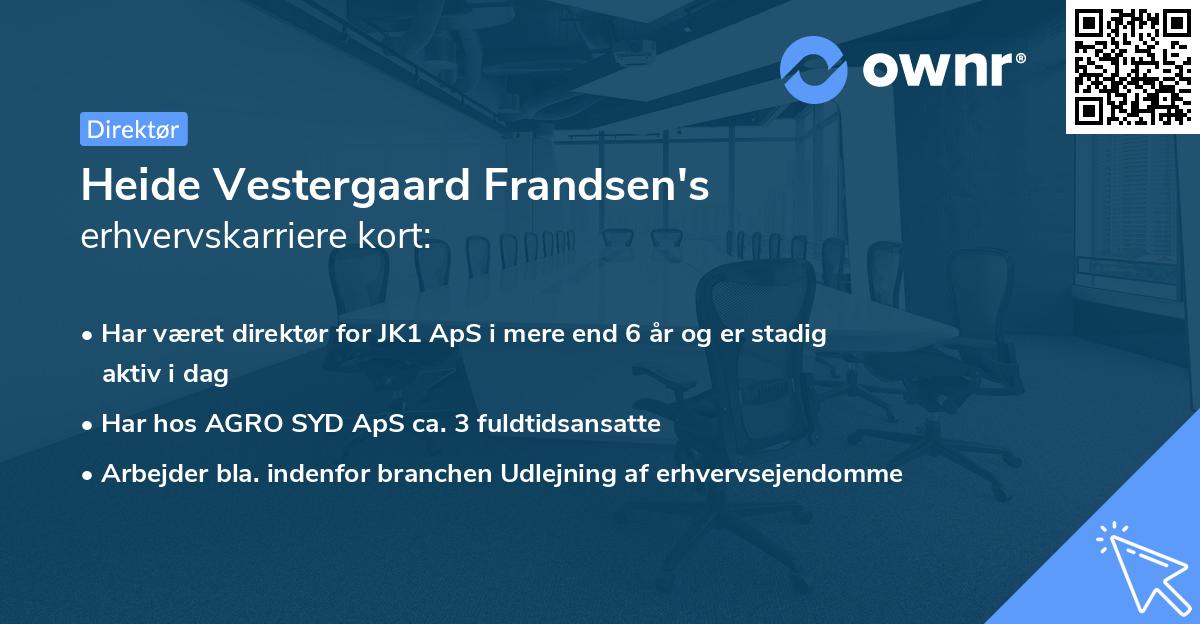 Heide Vestergaard Frandsen's erhvervskarriere kort