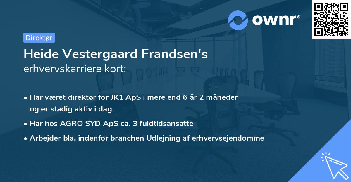 Heide Vestergaard Frandsen's erhvervskarriere kort