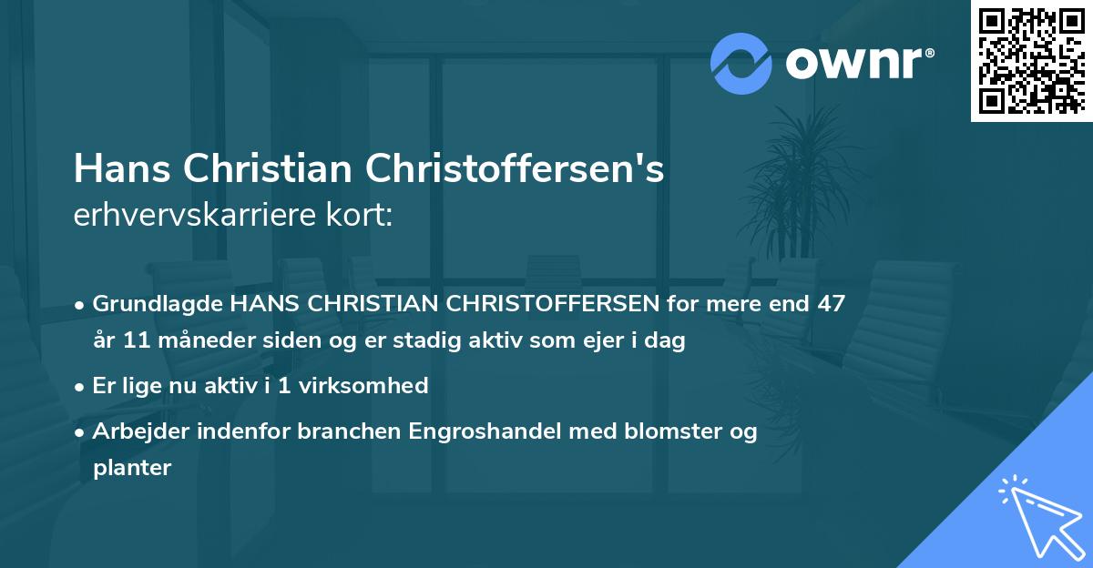 Hans Christian Christoffersen's erhvervskarriere kort