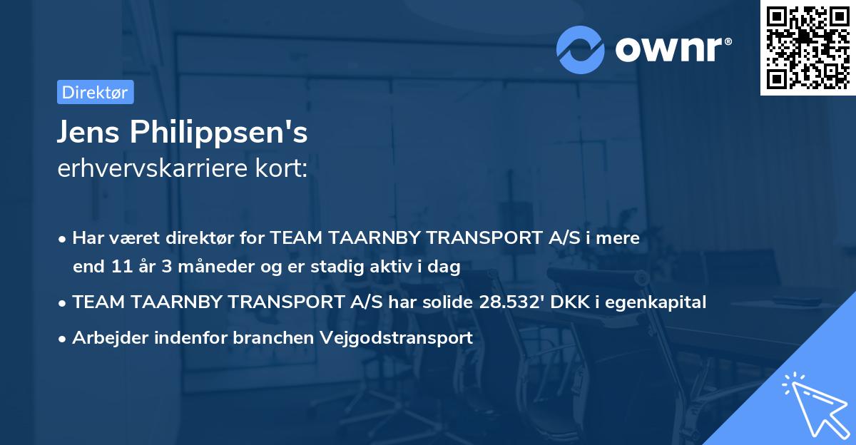 Jens Philippsen's erhvervskarriere kort