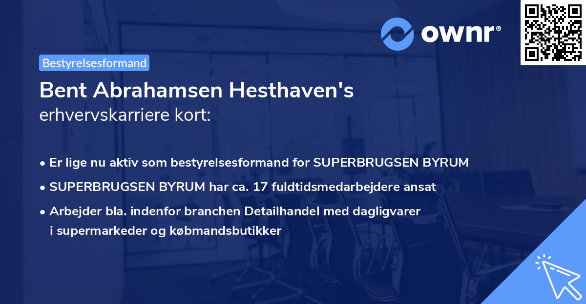 Bent Abrahamsen Hesthaven's erhvervskarriere kort