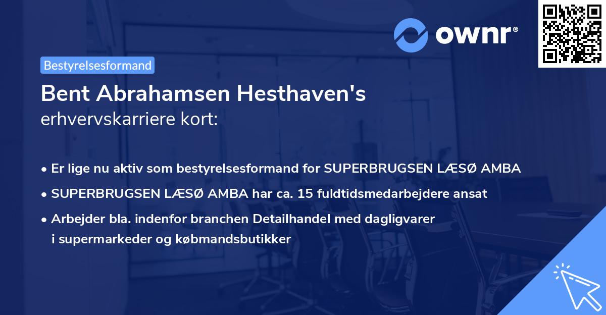 Bent Abrahamsen Hesthaven's erhvervskarriere kort