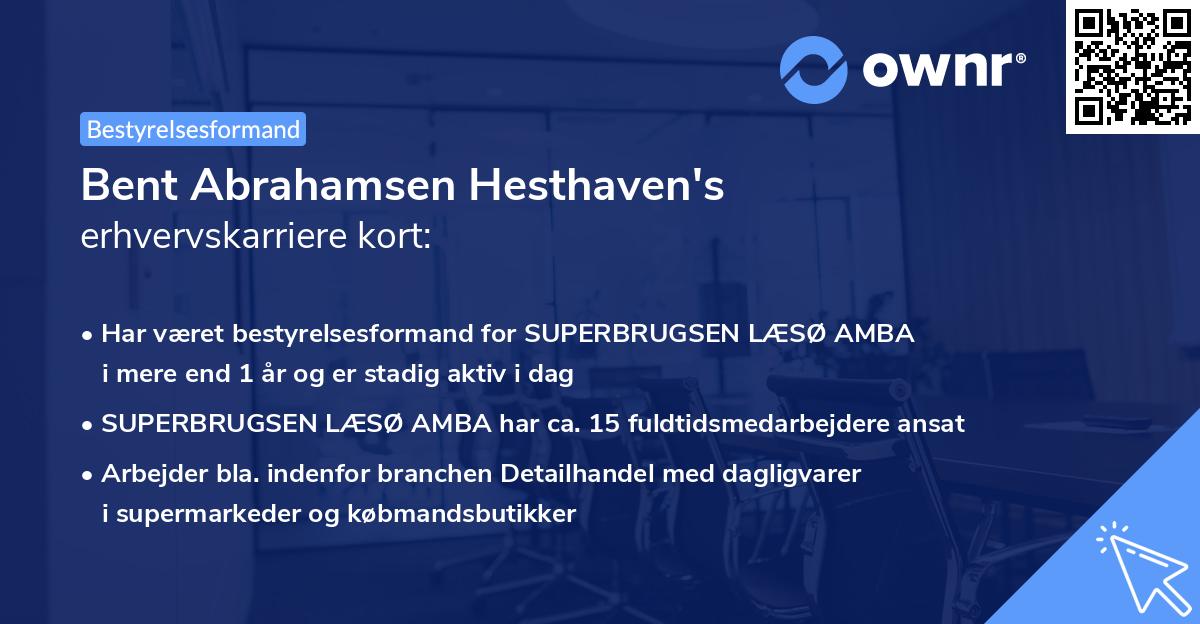 Bent Abrahamsen Hesthaven's erhvervskarriere kort