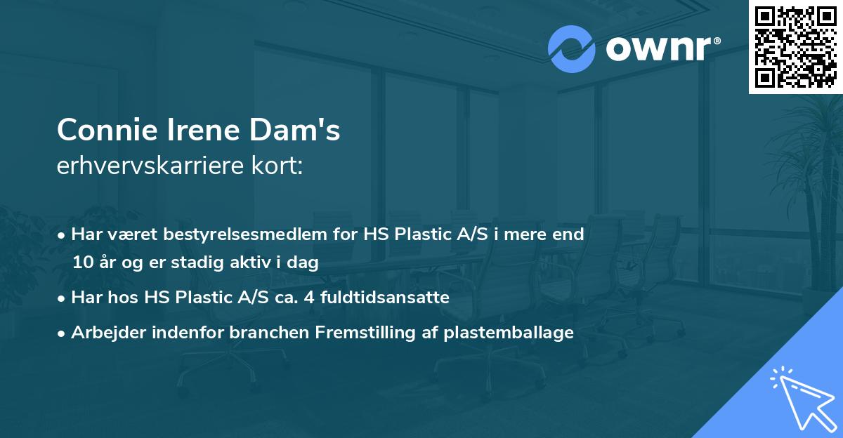 Connie Irene Dam's erhvervskarriere kort
