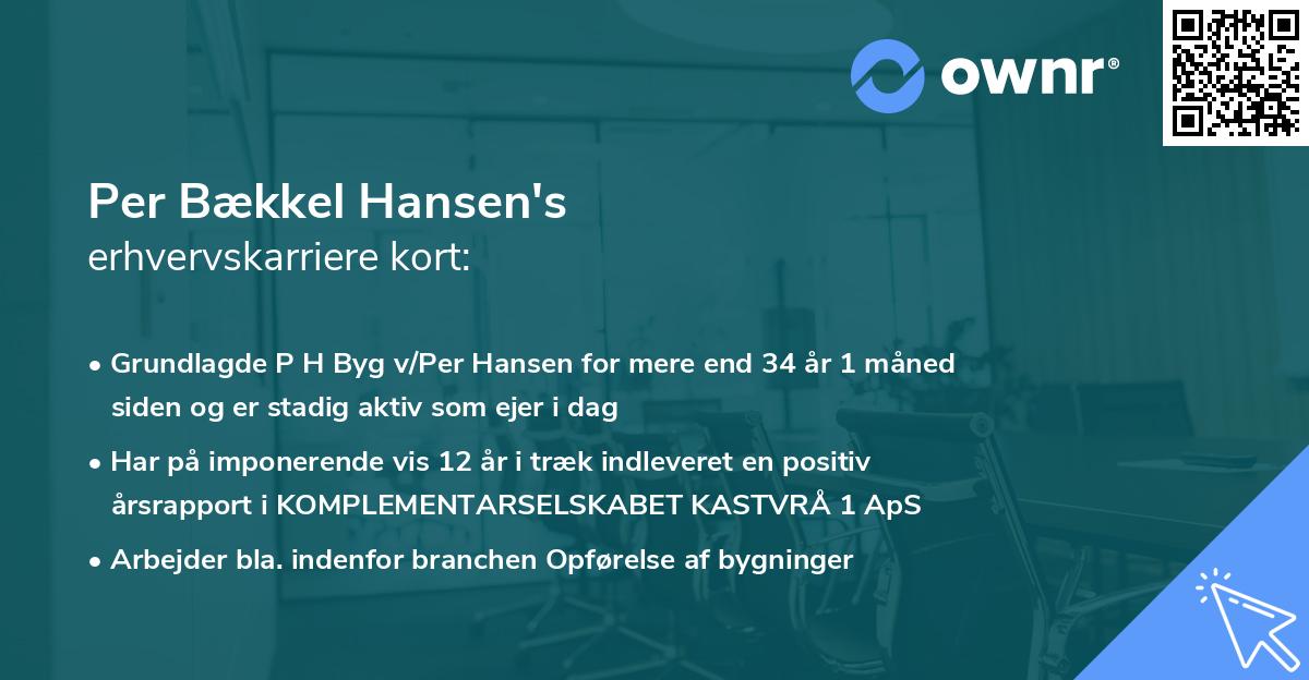 Per Bækkel Hansen's erhvervskarriere kort